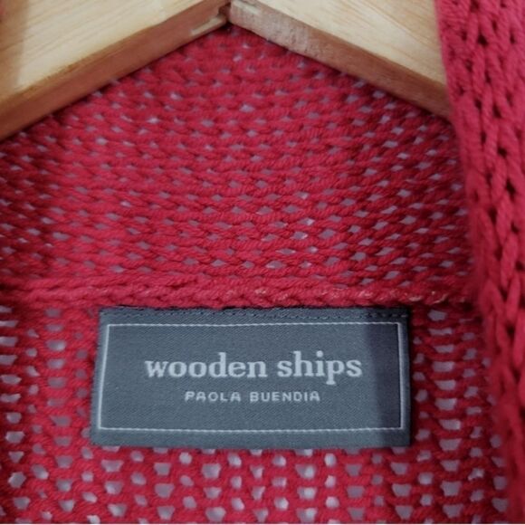 Wooden Ships Paola Buendia Cotton Wrap Cardigan in Brick Red Size Medium/Large - Picture 5 of 8